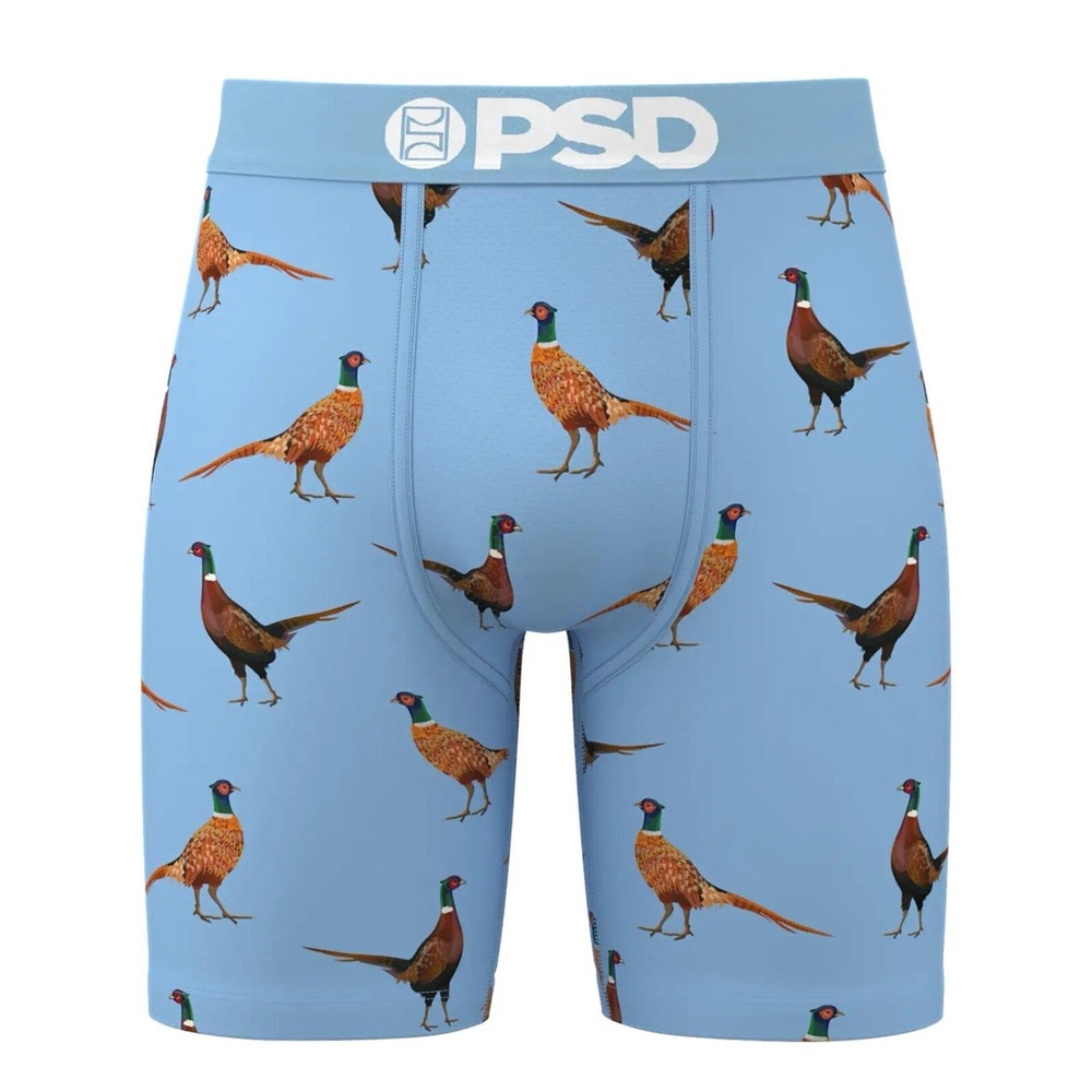 NEW PSD Men's Pheasants Underwear Light Blue Boxer Briefs with Bird Design Sz S - Picture 2 of 4